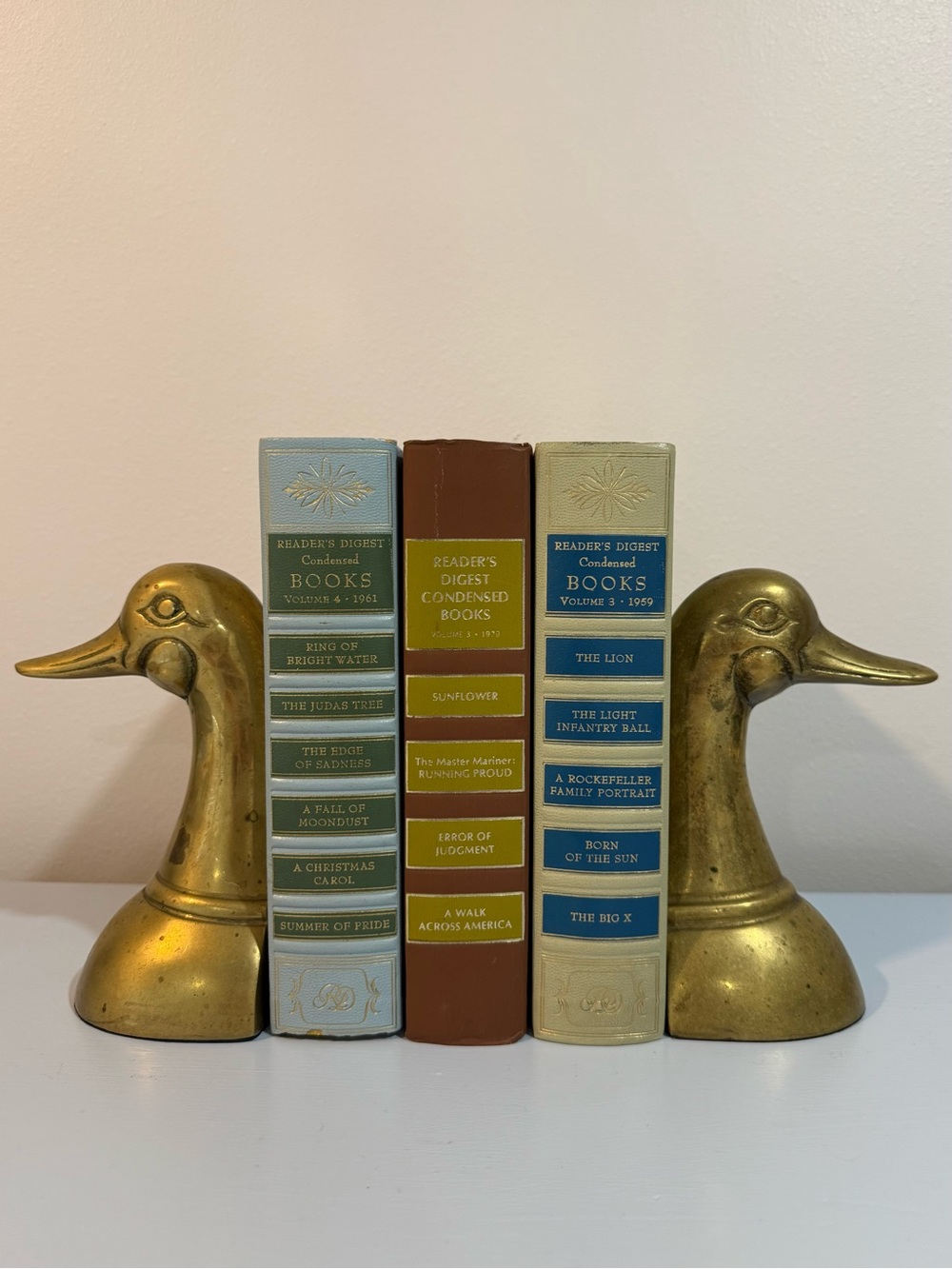 Set of 2 Vintage Brass Duck Bookends